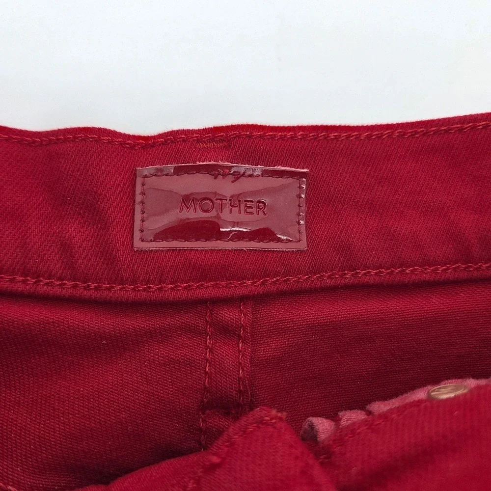 Mother High Waisted Weekender Skimp Second Chance Flare Jeans Haute Red Women 24